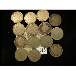 1883 NC, 1889, 99, 1901, 02, 03, 04, 06, 07, 08, 09, 10, 11, & 12 P Liberty "V" Nickels. (10 pcs.)
