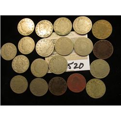 (20) Mixed Date Liberty "V" Nickels.