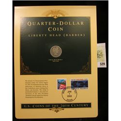 U.S. Coins of the 20th Century Quarter-Dollar Coin Liberty Head (Barber), postmarked at Washington, 