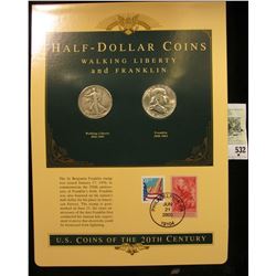 U.S. Coins of the 20th Century Half-Dollar Coins Walking Liberty and Franklin postmarked at Philadel