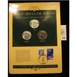 U.S. Coins of the 20th Century Half-Dollar Coins Kennedy Regular Issue postmarked at Washington, D.C