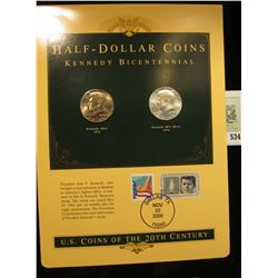 U.S. Coins of the 20th Century Half-Dollar Coins Kennedy Bicentennial postmarked at Dallas, Tx. with