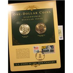 U.S. Coins of the 20th Century One-Dollar Coins Eisenhower Regular Issue postmarked at Cape Canavera