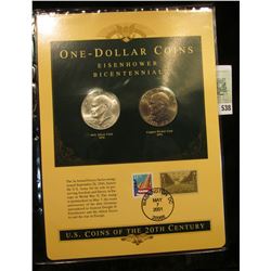 U.S. Coins of the 20th Century One-Dollar Coins Eisenhower Bicentennial postmarked at Washington, D.