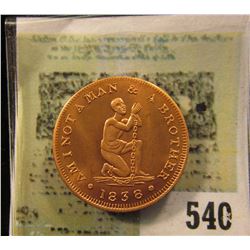 Mule Slave Token, "Am I not a man & a Brother/1838", "Am I not a Woman & A Sister", Brilliant Uncirc
