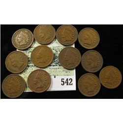 (12) Mixed date Indian Head Cents grading VG-Fine.