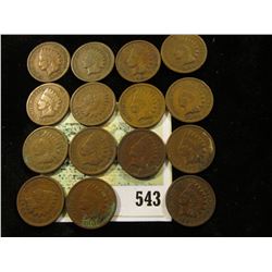 (15) Mixed date Indian Head Cents grading G-VG.