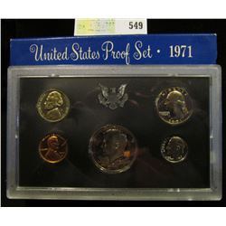 1971 S U.S. Proof Set, Original as issued. A nice attractive set with Nickel, Dime, Quarter, & Half 