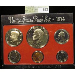 1974 S U.S. Proof Set, Original as issued. A nice attractive set with all coins exhibiting Cameo Fro