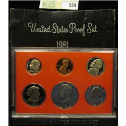 1981 S U.S. Proof Set, Original as issued. A nice attractive set with all coins exhibiting Cameo Fro