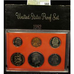 1982 S U.S. Proof Set, Original as issued. A nice attractive set with all coins exhibiting Cameo Fro