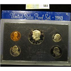 1983 S U.S. Proof Set, Original as issued. A nice attractive set with all coins exhibiting Cameo Fro
