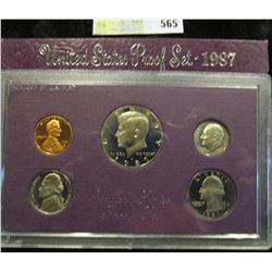 1987 S U.S. Proof Set, Original as issued. A nice attractive set with all coins exhibiting Cameo Fro