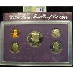 1989 S U.S. Proof Set, Original as issued. A nice attractive set with all coins exhibiting Cameo Fro