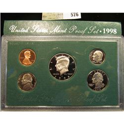 1998 S U.S. Proof Set, Original as issued. A nice attractive set with all coins exhibiting Cameo Fro
