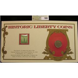 1909 Liberty Nickel "History Liberty Coins" in a special holder with a Statue of Liberty Mint One Ce