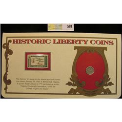 1856 P U.S. Seated Liberty Half Dime. Fine. Mounted in a "History Liberty Coins" special holder with