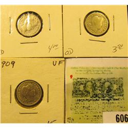 1901 P, 01 O, & 09 P Barber Dimes, grades up to VF.