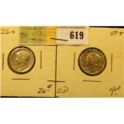 1926 S & 36 D Mercury Dimes, The 1926 S is a Key date, and the 1936 D is a very nice grade.