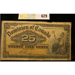 January 2nd, 1900  Dominion of Canada  .25c Fractional Bank Note.