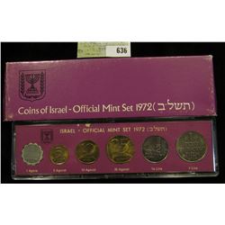 1972 Israel Official Mint Set in original holder of issue. (6 pcs.).