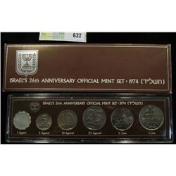 1974 Israel Official Mint Set in original holder of issue. (6 pcs.).