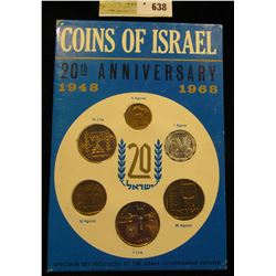 1948-1968 20th Anniversary Israel Official Mint Set in original holder of issue. (6 pcs.).