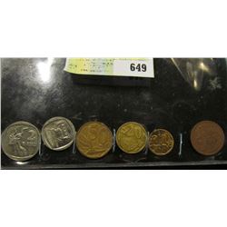 Six-piece South Africa Type Set of Coins. 5c to 2 Rand.