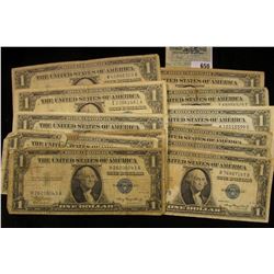 Series 1935, 35A, B, C, D, E, F, G, H, 1957, 57A, & B U.S. One Dollar Silver Certificates. (12 pcs.)