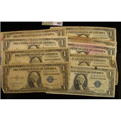 Series 1935A, C, D, E, F, G, 1957, 57A, & B U.S. One Dollar Silver Certificates. (9 pcs.)