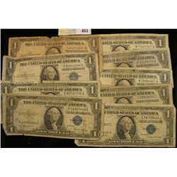 Series 1935A, C, D, E, F, G, 1957, 57A, & B U.S. One Dollar Silver Certificates. (9 pcs.)