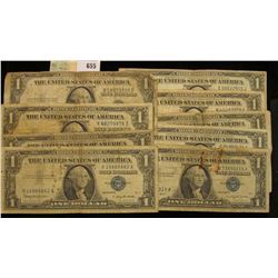 Series 1935A, D, E, F, G, H 1957, 57A, & B U.S. One Dollar Silver Certificates. (9 pcs.)