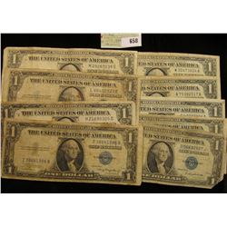 Series 1935A, B, C, D, E, G, 1957, 57A & B U.S. One Dollar Silver Certificates. (9 pcs.)