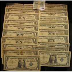 Series 1935A, D, E, (8) 1957, (3) 57A & (6) B U.S. One Dollar Silver Certificates. (20 pcs.)