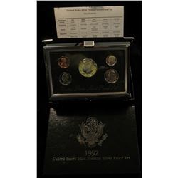 1992 S U.S. Silver Premier Proof Set, Original as issued. A nice attractive set with all coins exhib