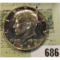 1969 S U.S. Silver Kennedy Half Dollar. Proof