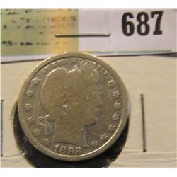 1898 S Silver Barber Quarter. Semi-key date.