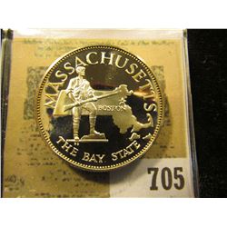 "Massachusetts The Bay State"  So-called Half-Dollar. Superb Sterling Silver Proof, 32mm, 13.62 grms