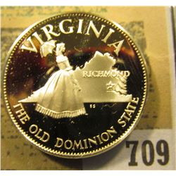 "Virginia The Old Dominion State" So-called Half-Dollar. Superb Sterling Silver Proof, 32mm, 13.82 g