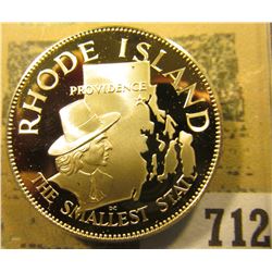 "Rhode Island the Smallest State" So-called Half-Dollar. Superb Sterling Silver Proof, 32mm, 13.72 g