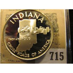 "Indiana Cross Roads of America" So-called Half-Dollar. Superb Sterling Silver Proof, 32mm, 14.35 gr