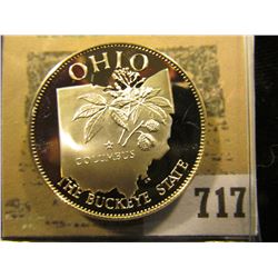 "Ohio The Buckeye State" So-called Half-Dollar. Superb Sterling Silver Proof, 32mm, 13.54 grams.