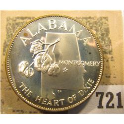 "Alabama the Heart of Dixie" So-called Half-Dollar. Superb Sterling Silver Proof, 32mm, 14.86 grams.
