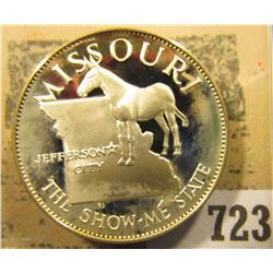"Missouri the Show-me State" So-called Half-Dollar. Superb Sterling Silver Proof, 32mm, 13.55 grams.