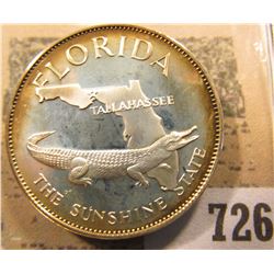 "Florida the Sunshine State" So-called Half-Dollar. Superbly toned Sterling Silver Proof, 32mm, 13.8