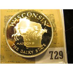 "Wisconsin the Dairy State" So-called Half-Dollar. Superb Sterling Silver Proof, 32mm, 13.96 grams.