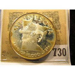 "Minnesota Land of 10,000 Lakes" So-called Half-Dollar. Superb Sterling Silver Proof, 32mm, 13.8 gra