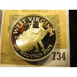 "West Virginia the Mountain State" So-called Half-Dollar. Superb Sterling Silver Proof, 32mm, 14.13 