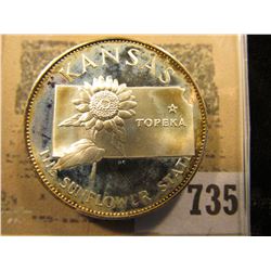 "Kansas The Sunflower State" So-called Half-Dollar. Superb Sterling Silver Proof, 32mm, 14.00 grams.