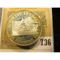 "North Dakota the Flickertail State" So-called Half-Dollar. Superb Sterling Silver Proof, 32mm, 12.8